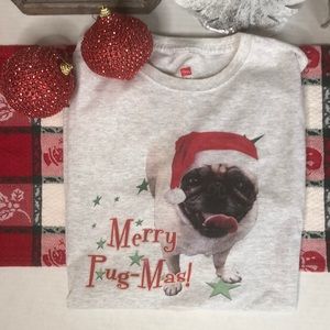 Pug Christmas T-shirt size L